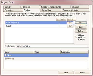 Profiles Tab